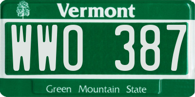 VT license plate WWO387