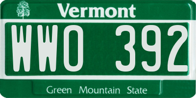 VT license plate WWO392