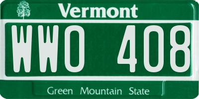 VT license plate WWO408