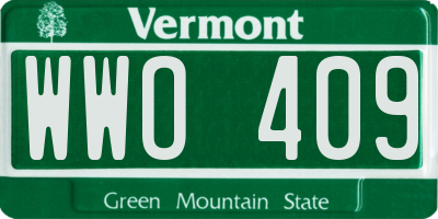 VT license plate WWO409
