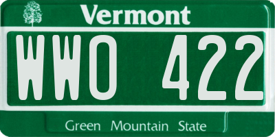 VT license plate WWO422