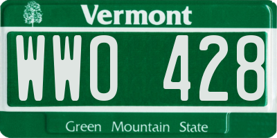 VT license plate WWO428
