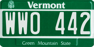 VT license plate WWO442