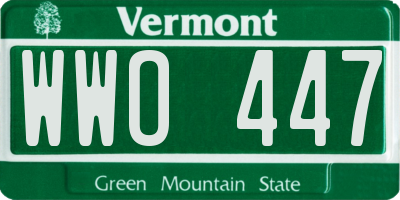 VT license plate WWO447