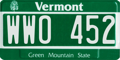 VT license plate WWO452
