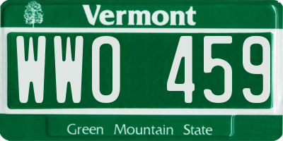 VT license plate WWO459