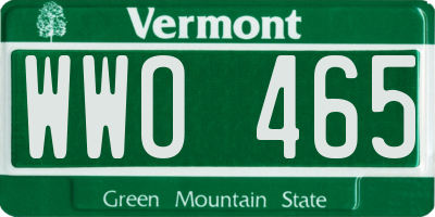 VT license plate WWO465