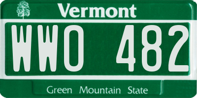 VT license plate WWO482