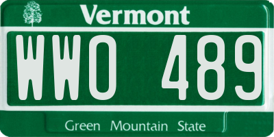 VT license plate WWO489
