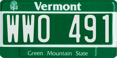 VT license plate WWO491