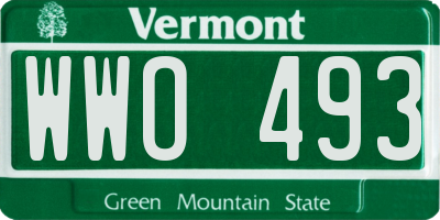 VT license plate WWO493