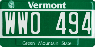 VT license plate WWO494