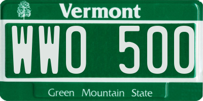 VT license plate WWO500