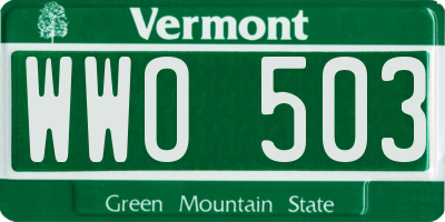 VT license plate WWO503