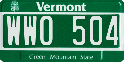VT license plate WWO504