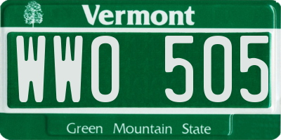 VT license plate WWO505