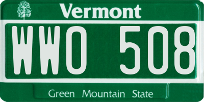 VT license plate WWO508
