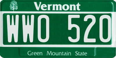 VT license plate WWO520