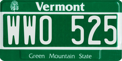 VT license plate WWO525