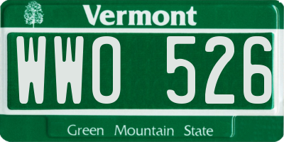 VT license plate WWO526