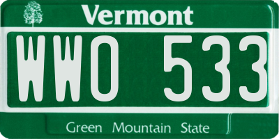 VT license plate WWO533