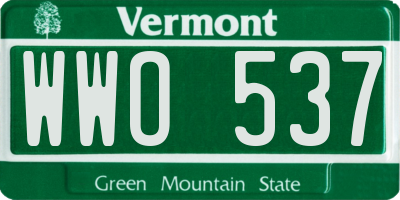 VT license plate WWO537