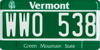VT license plate WWO538