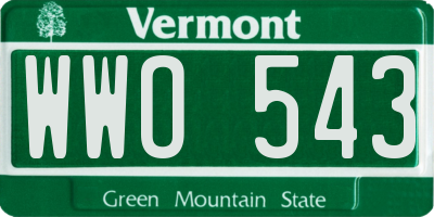 VT license plate WWO543