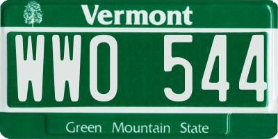 VT license plate WWO544