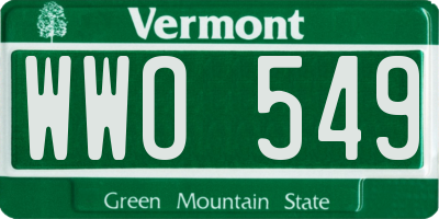 VT license plate WWO549