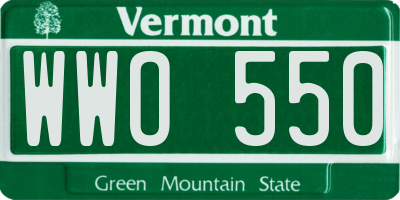 VT license plate WWO550