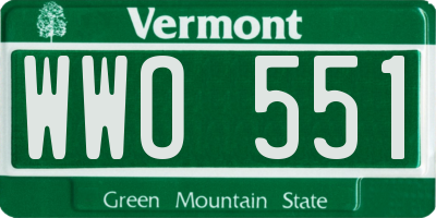 VT license plate WWO551