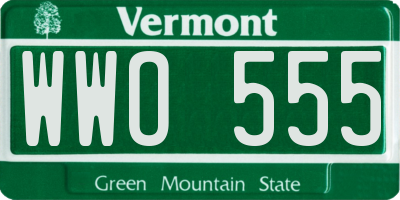VT license plate WWO555