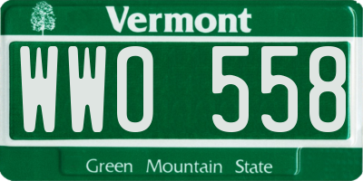 VT license plate WWO558