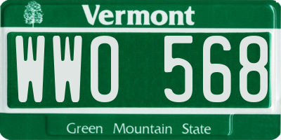 VT license plate WWO568
