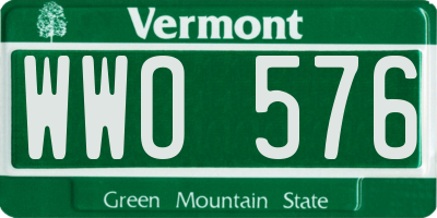 VT license plate WWO576