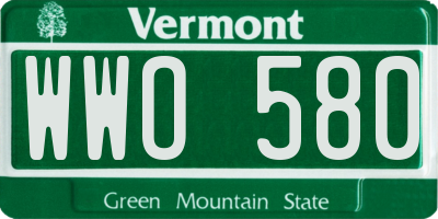 VT license plate WWO580