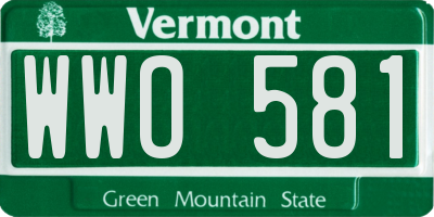 VT license plate WWO581