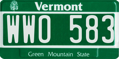 VT license plate WWO583