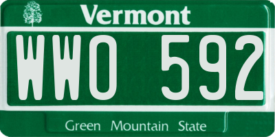 VT license plate WWO592