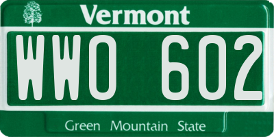 VT license plate WWO602