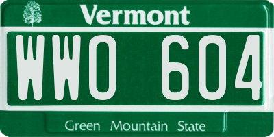 VT license plate WWO604