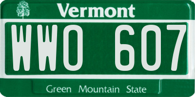 VT license plate WWO607
