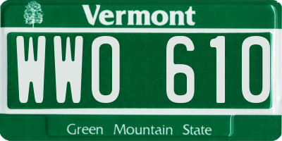 VT license plate WWO610