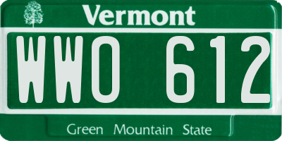 VT license plate WWO612