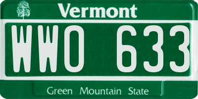VT license plate WWO633