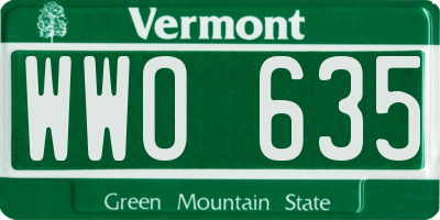 VT license plate WWO635