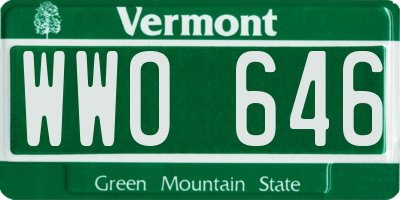 VT license plate WWO646