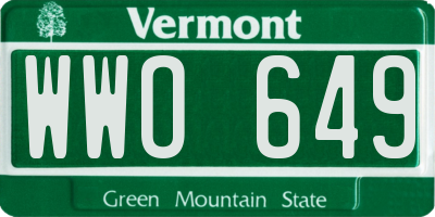 VT license plate WWO649