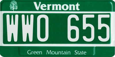 VT license plate WWO655